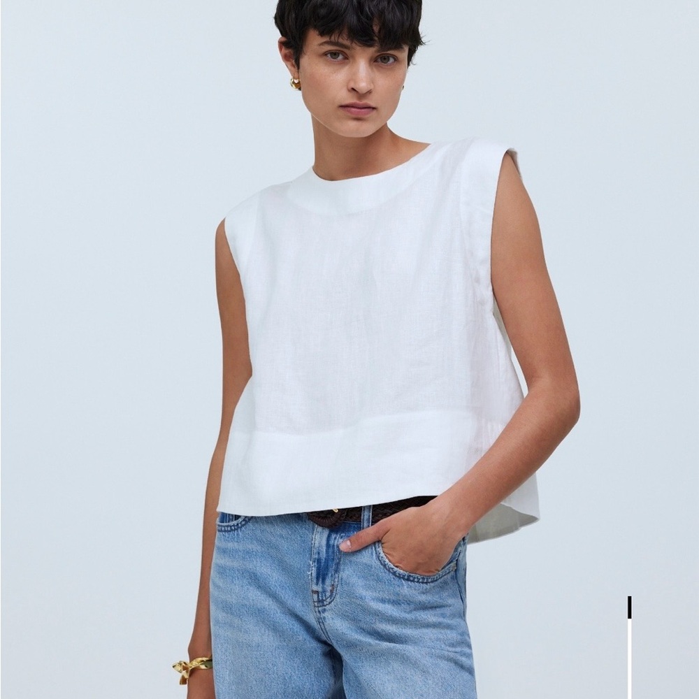 Madewell Bateau-Neck Tank in 100% Linen - Size S